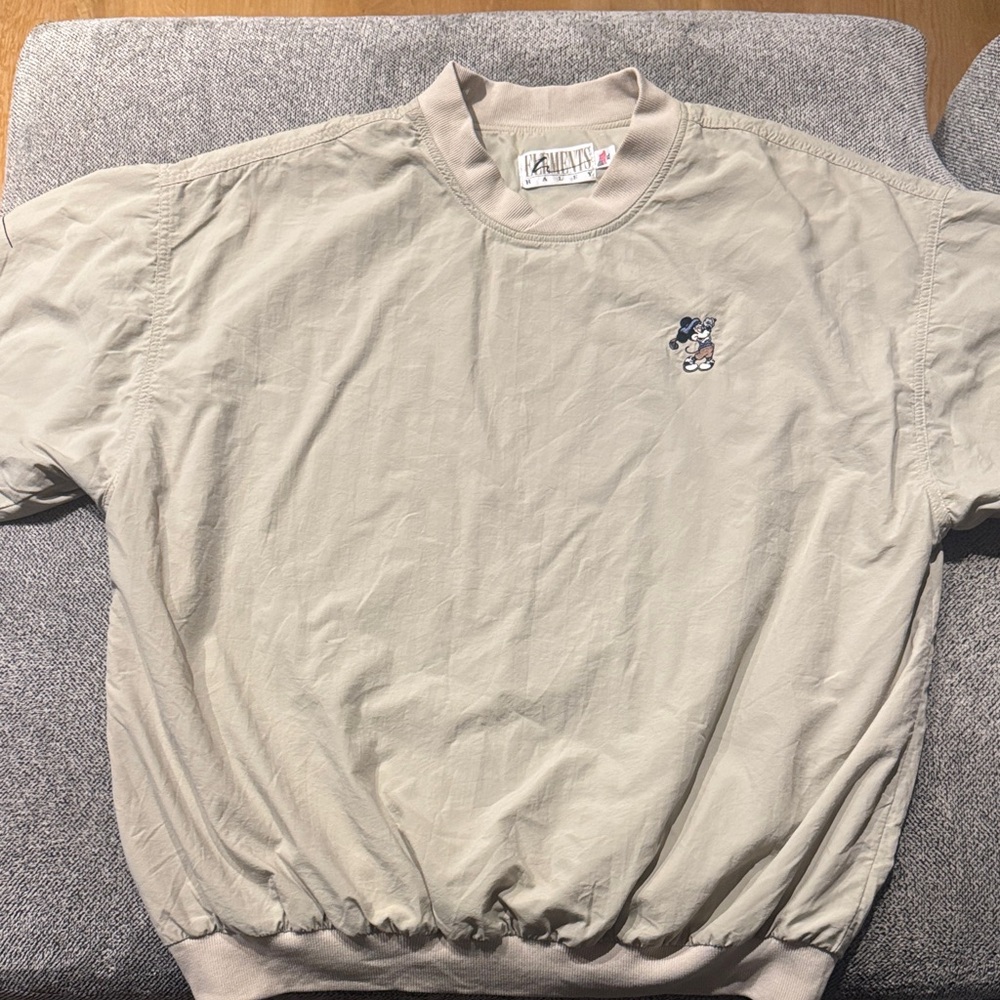 Elements Light Tan Men's Crewneck Golf Pullover with a Mickey Mouse Logo